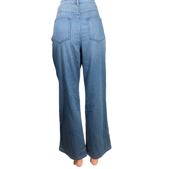 Logo by Lori Goldstein Jeans Womens Size 10 Blue Striped Denim Mid Rise Flare - Picture 12 of 15